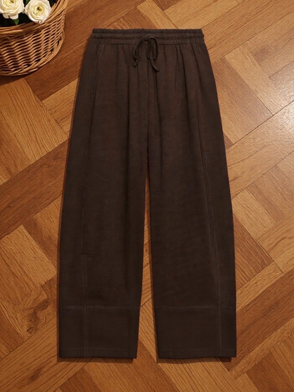 Zara Wide Leg Pants in Dark Olive Green Brown